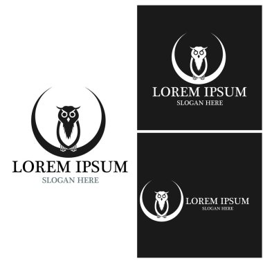 Baykuş Simgesi ve Sembol Vektör Şablonu İllüstrasyonu
