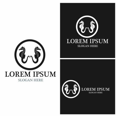 Deniz atı simgesi ve Sembol Vektör Şablonu İllüstrasyonu