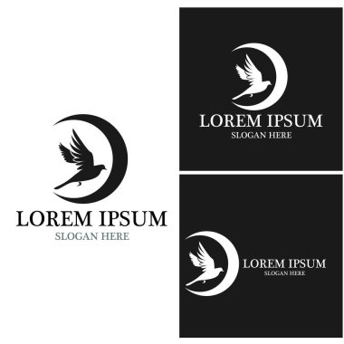 Kuş simgesi ve sembol vektör illüstrasyonu