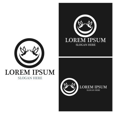 Kuş simgesi ve sembol vektör illüstrasyonu