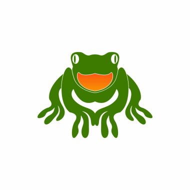 Yeşil kurbağa simgesi ve sembol vektör illüstrasyonu