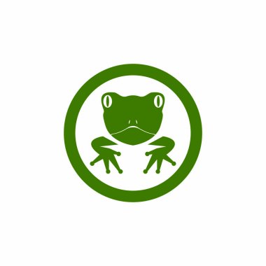 Yeşil kurbağa simgesi ve sembol vektör illüstrasyonu