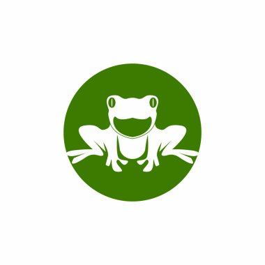 Yeşil kurbağa simgesi ve sembol vektör illüstrasyonu