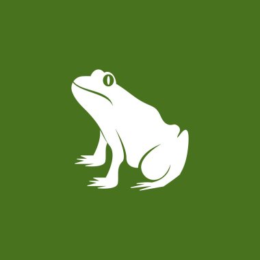 Yeşil kurbağa simgesi ve sembol vektör illüstrasyonu