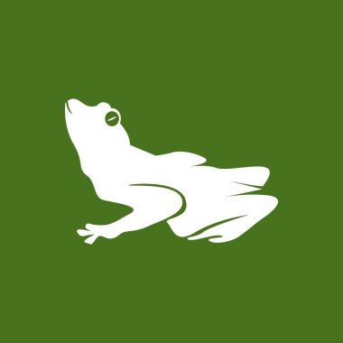 Yeşil kurbağa simgesi ve sembol vektör illüstrasyonu