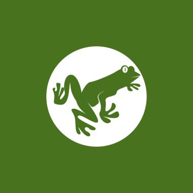 Yeşil kurbağa simgesi ve sembol vektör illüstrasyonu