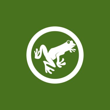 Yeşil kurbağa simgesi ve sembol vektör illüstrasyonu