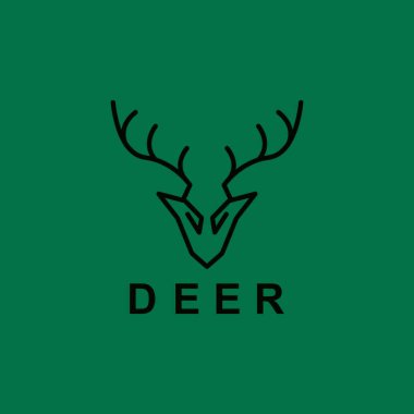 Geyik Başı Basit Logo Vektörü İllüstrasyonu