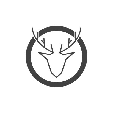 Geyik Başı Basit Logo Vektörü İllüstrasyonu