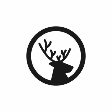Geyik Başı Basit Logo Vektörü İllüstrasyonu