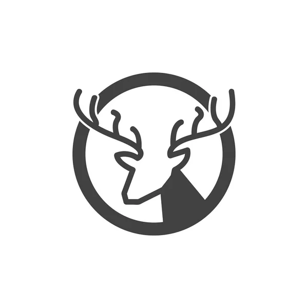 Geyik Başı Basit Logo Vektörü Llüstrasyonu — Stok Vektör