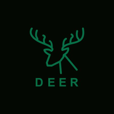 Geyik Başı Basit Logo Vektörü İllüstrasyonu