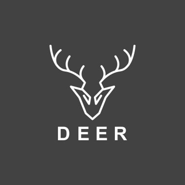 Geyik Başı Basit Logo Vektörü İllüstrasyonu