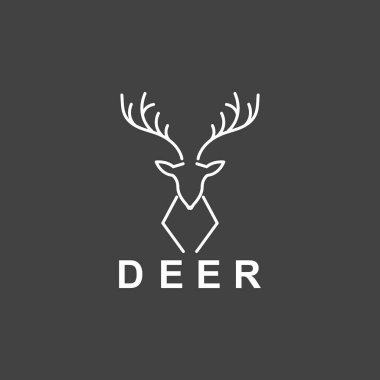 Geyik Başı Basit Logo Vektörü İllüstrasyonu