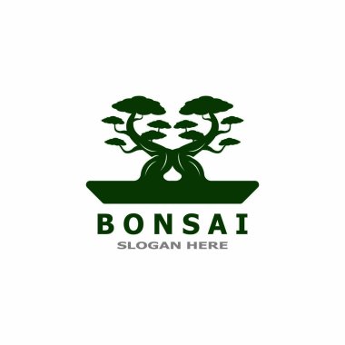 Bonsai Ağacı Bitki Vektör Logosu İllüstrasyonu 