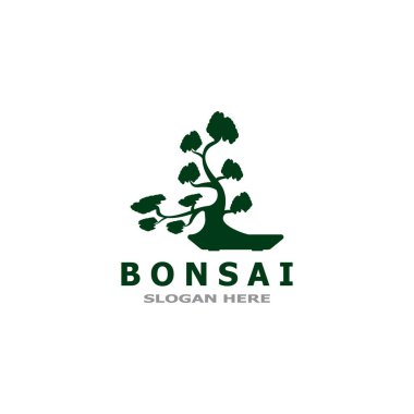 Bonsai Ağacı Bitki Vektör Logosu İllüstrasyonu 