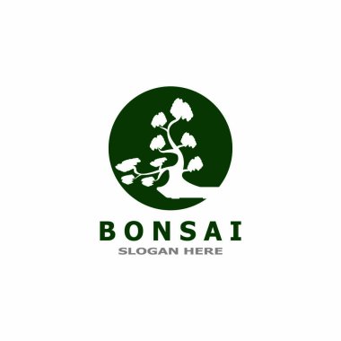 Bonsai Ağacı Bitki Vektör Logosu İllüstrasyonu 