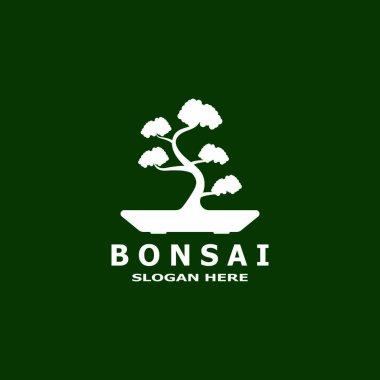 Bonsai Ağacı Bitki Vektör Logosu İllüstrasyonu 