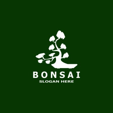 Bonsai Ağacı Bitki Vektör Logosu İllüstrasyonu 