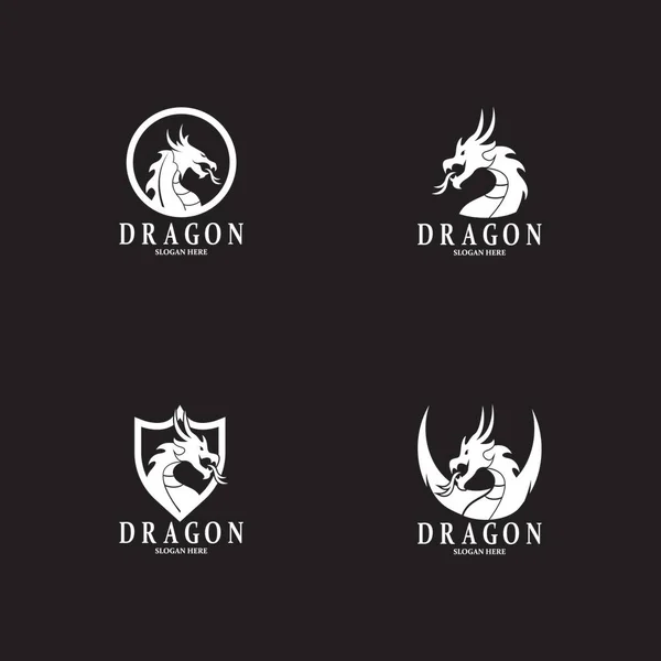 Dragon Silhouette Icono Símbolo Vector Ilustración — Vector de stock