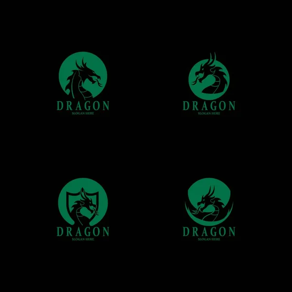 Dragon Silhouette Icono Símbolo Vector Ilustración — Archivo Imágenes Vectoriales
