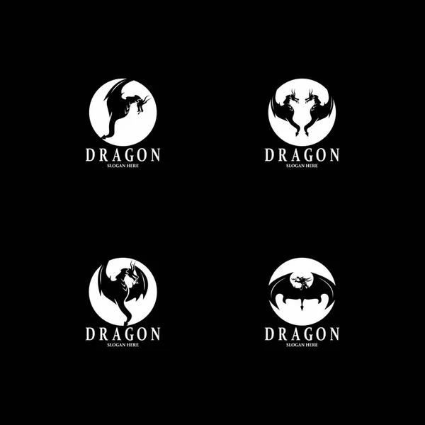 Dragon Silhouette Icono Símbolo Vector Ilustración — Archivo Imágenes Vectoriales