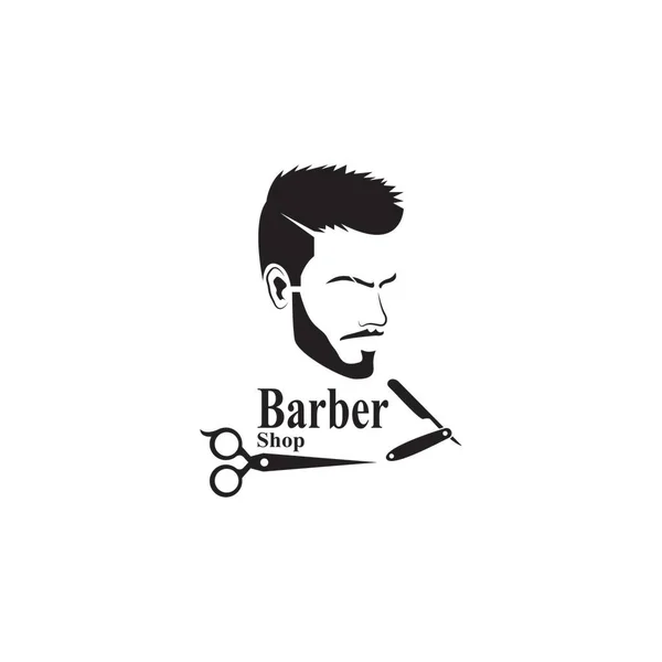 Barbeiro Loja Estilo Cabelo Silhueta Vetor Modelo —  Vetores de Stock
