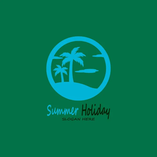 パームツリー夏休みロゴデザインベクターテンプレートイラスト — ストックベクタ
