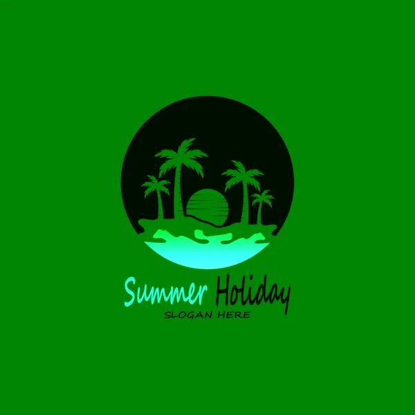 Palmeras Verano Vacaciones Logo Diseño Vector Plantilla Ilustración — Vector de stock