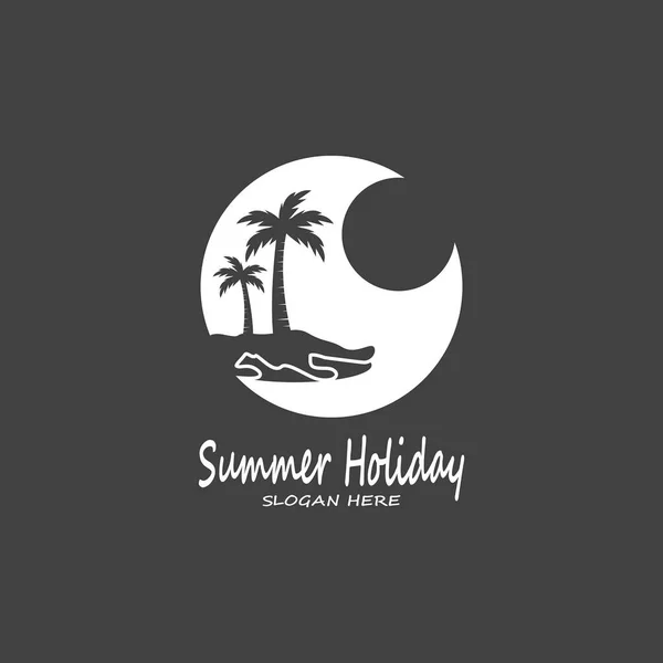 パームツリー夏休みロゴデザインベクターテンプレートイラスト — ストックベクタ