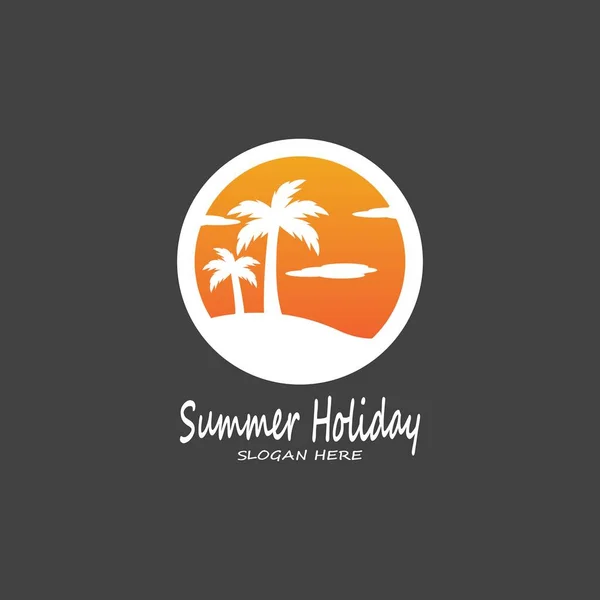 Palm Trees Summer Holidays Logo Design Vector Template Illustration — 스톡 벡터