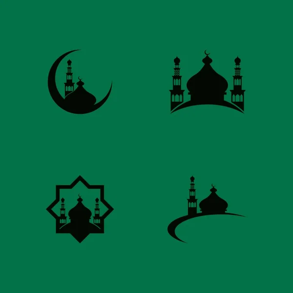 Islamic Mosque Logo Design Vector Template Illustration — Stock Vector