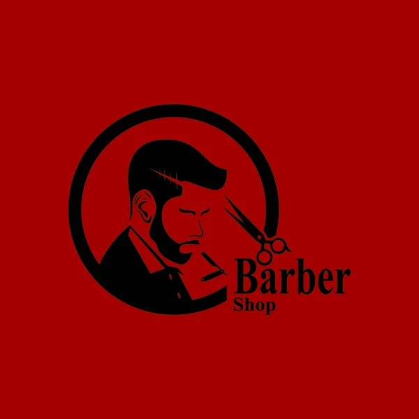 Barber Shop Hair Style Silhouette Vector Template — Stock Vector