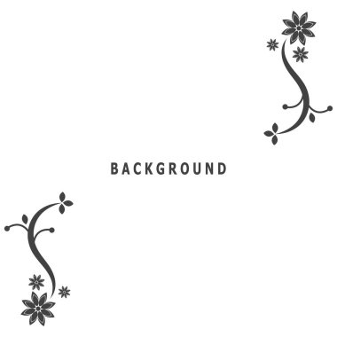 Siyah çiçekli siluet vektör şablonu çizimi