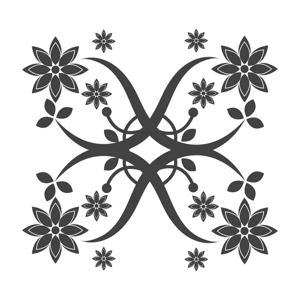 Černá Květina Silueta Vektor Šablona Ilustrace — Stockový vektor