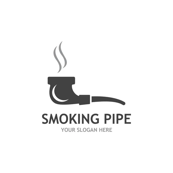 Smoking Pipe Black White Contour Drawing Logo — Stock Vector