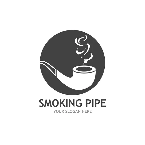 Tuyau Fumeur Noir Blanc Contour Dessin Logo — Image vectorielle