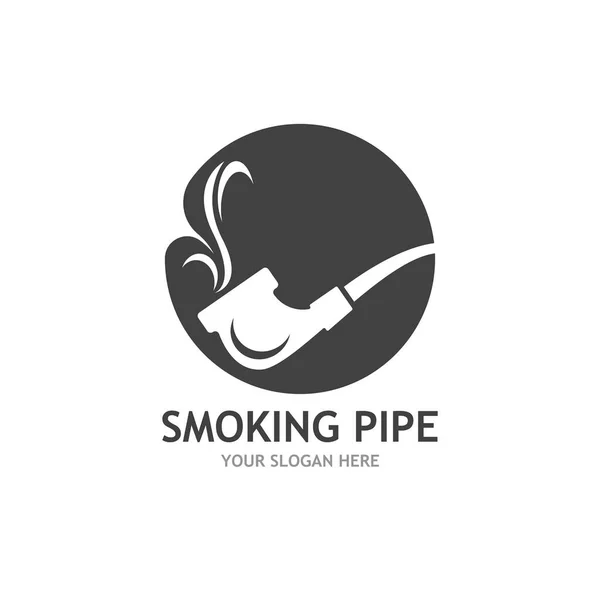 Tubo Fumar Negro Blanco Contorno Dibujo Logo — Vector de stock