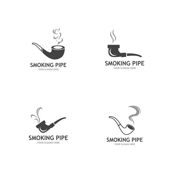 Raucherpfeife Schwarz Weiße Konturzeichnung Logo — Stockvektor