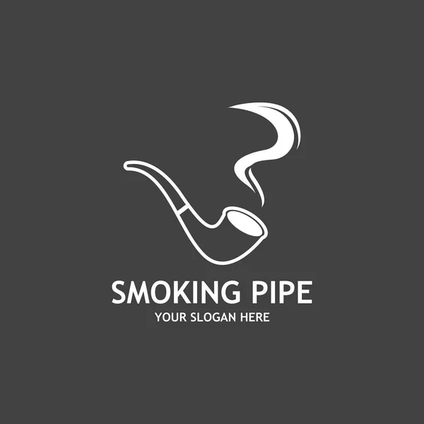 Raucherpfeife Schwarz Weiße Konturzeichnung Logo — Stockvektor