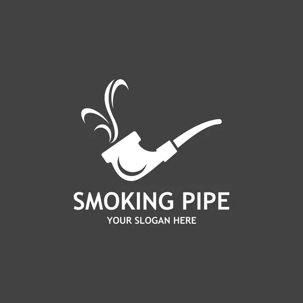 Καπνίζοντες Πίπα Μαύρο Και Άσπρο Περίγραμμα Σχέδιο Λογότυπο — Διανυσματικό Αρχείο
