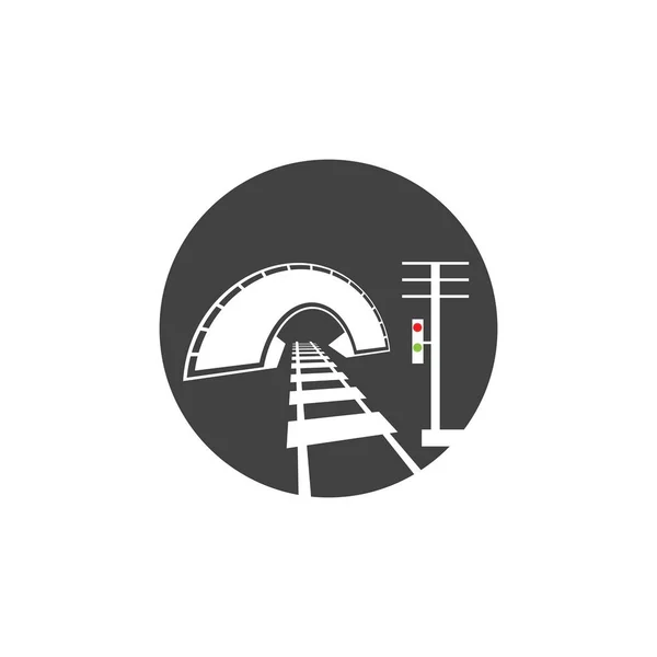 Rail Com Logotipo Túnel Ícone Vetor Modelo Design — Vetor de Stock