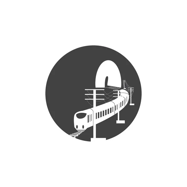 Rail Met Tunnel Logo Pictogram Vector Ontwerp Template — Stockvector