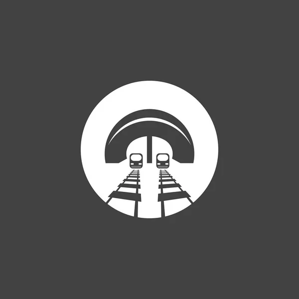 Rail Avec Logo Tunnel Icône Vectoriel Modèle Conception — Image vectorielle