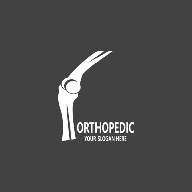 İnsan kemiği ortopedik logo vektörü. Anatomi iskeleti düz tasarım şablonu çizimi 