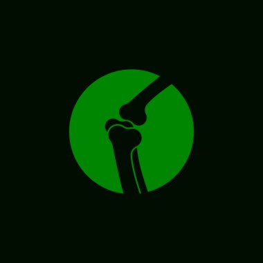 İnsan kemiği ortopedik logo vektörü. Anatomi iskeleti düz tasarım şablonu çizimi 