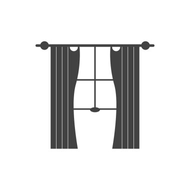 Perde Pencere Odası mobilya logo vektör şablonu resimlemesini perdeler