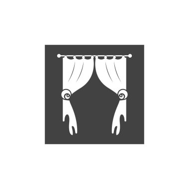 Perde Pencere Odası mobilya logo vektör şablonu resimlemesini perdeler