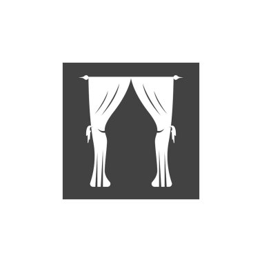 Perde Pencere Odası mobilya logo vektör şablonu resimlemesini perdeler