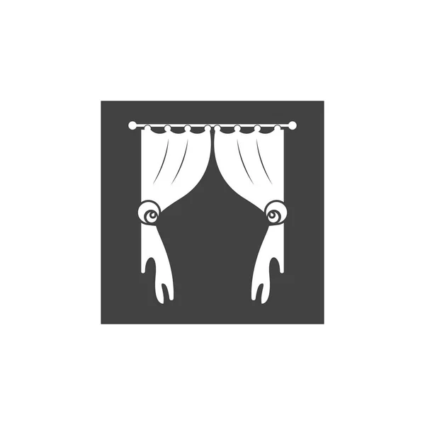 Gordijn Raamkamer Gordijnen Meubilair Logo Vector Template Illustratie — Stockvector